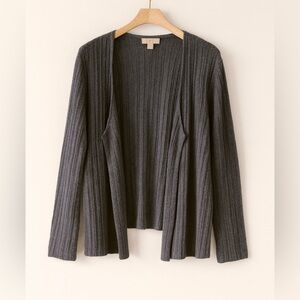 LOFT women’s blue stitched open front long sleeve knit sweater sz S cozy